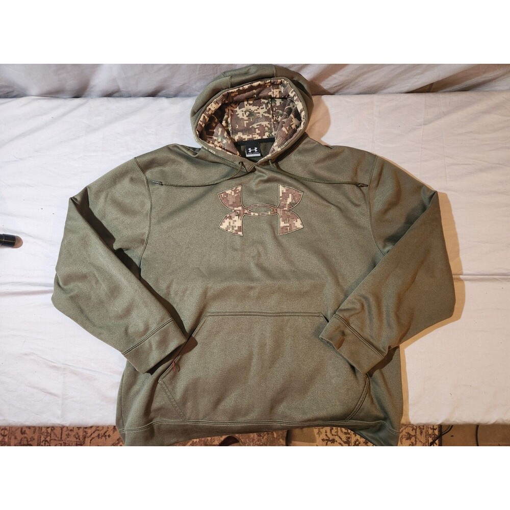 Under Armour Hoodie Green With Camouflage Large Mens